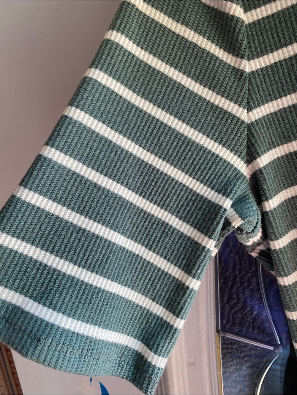 🆕 J.Crew Factory Collard Stripe Dress Sage & Ivory Size L - Picture 4 of 7